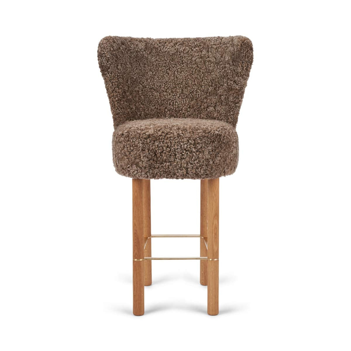 Hoker Emilia Taupe / Nogi dębowe z mosiężną ramą
