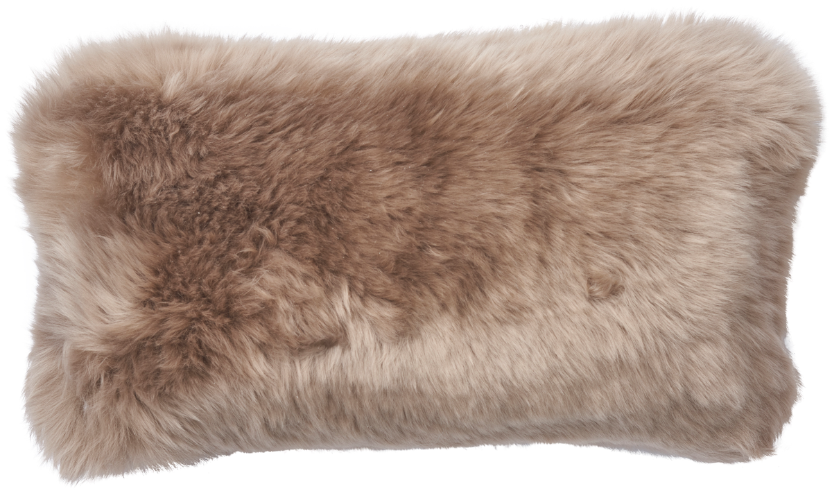 Poduszka z Owczej Skóry z Długą Wełną | Dwustronna | Nowa Zelandia | 25x50 cm Taupe