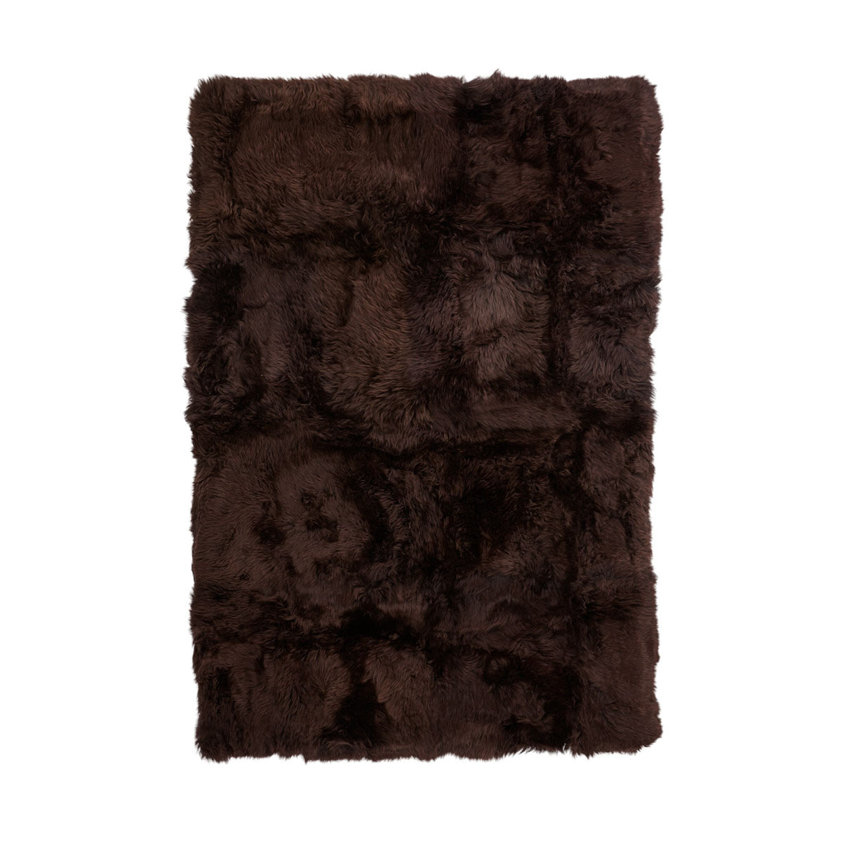 Designerski Dywan z Owczej Skóry z Długą Wełną Czekoladowy / 120x180 cm