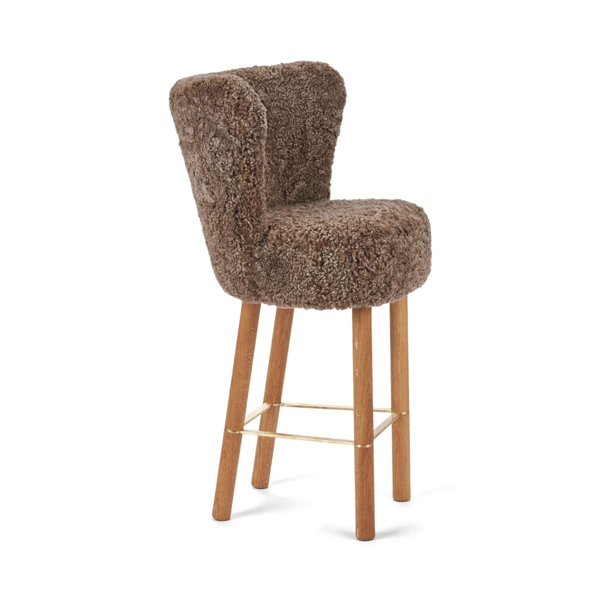 Hoker Emilia Taupe / Nogi dębowe z mosiężną ramą