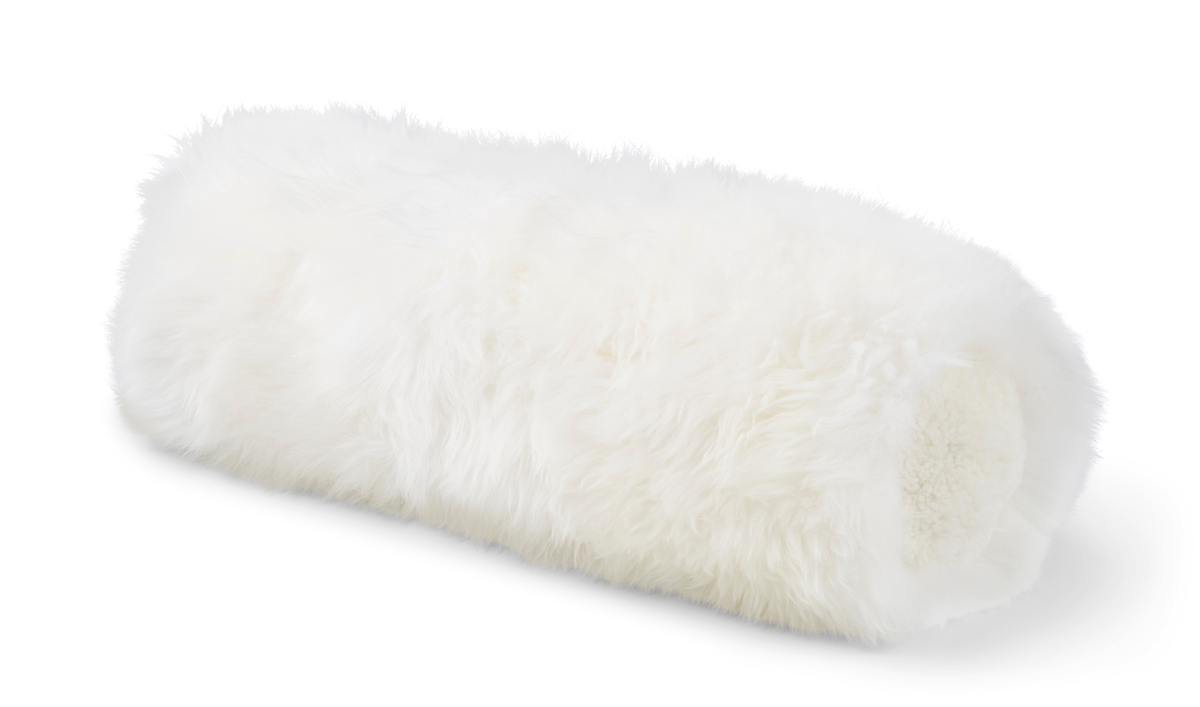 Poduszka Wałek z Owczej Skóry | D20xL52 cm Kość słoniowa/Kość słoniowa