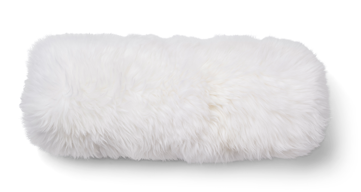 Poduszka Wałek z Owczej Skóry | D20xL52 cm Kość słoniowa/Kość słoniowa