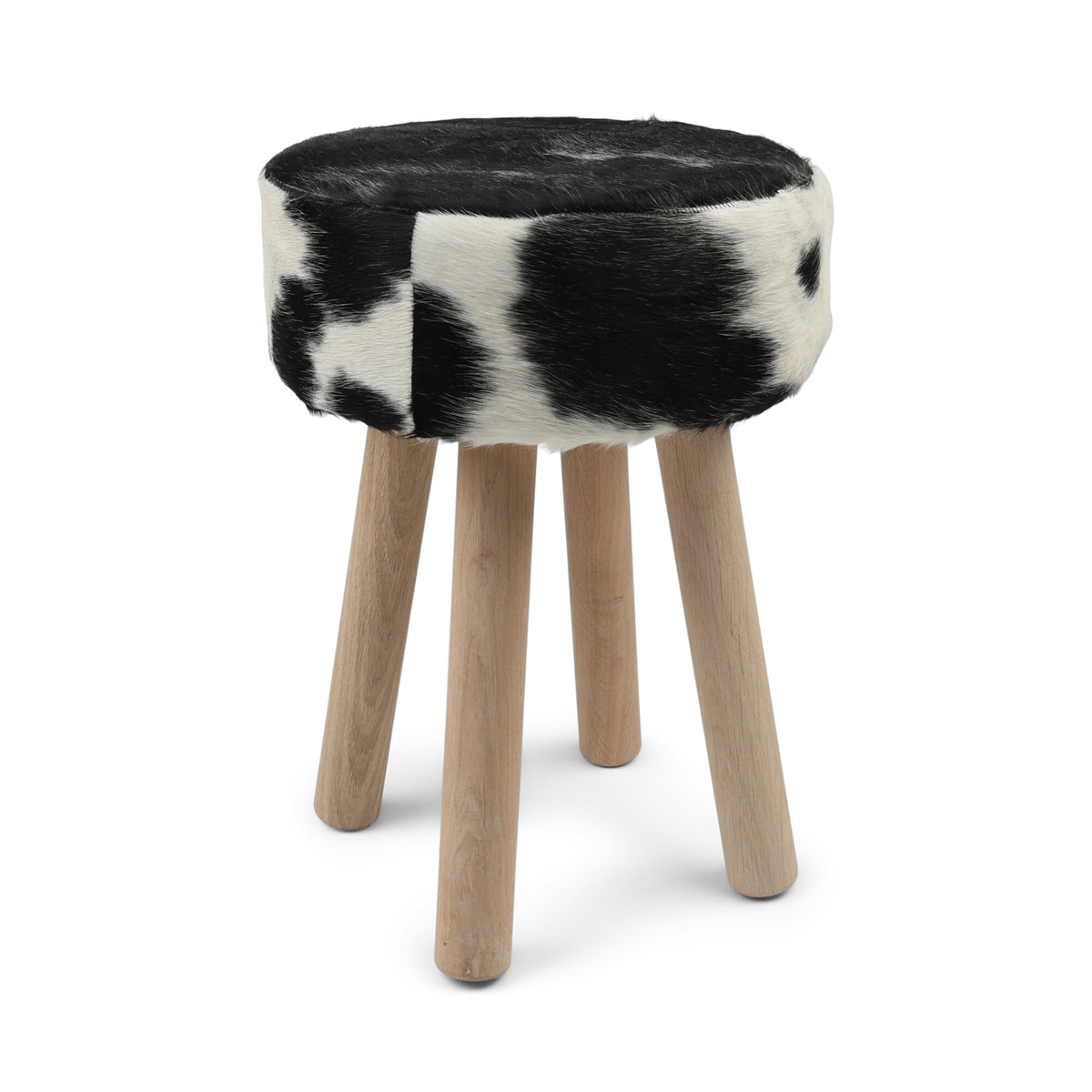 Taboret Theo ze skórą bydlęcą | 48x34cm