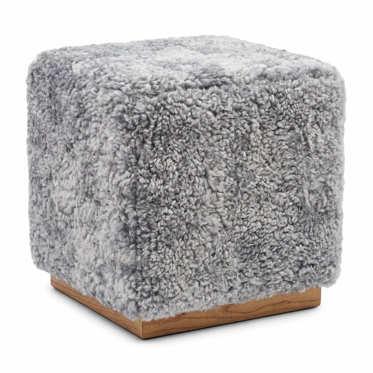 Puf Benjamin Cube Podstawa dębowa / Jasnoszary