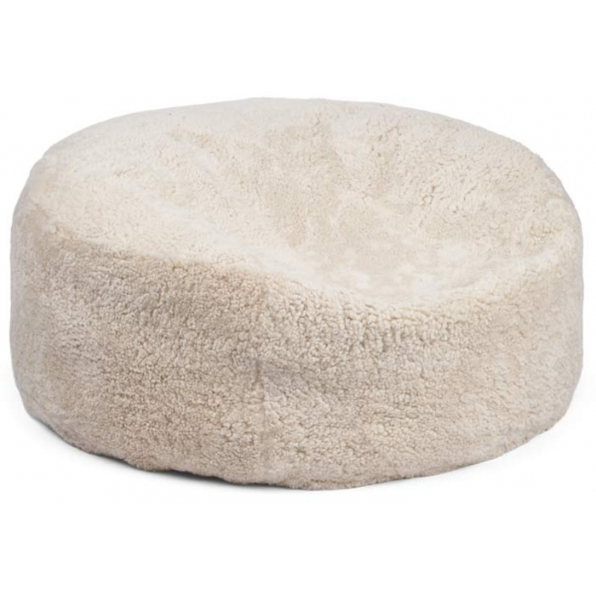 Okrągły Fotel Sako z Owczej Skóry | Krótka Wełna | Ø75 cm Perłowy