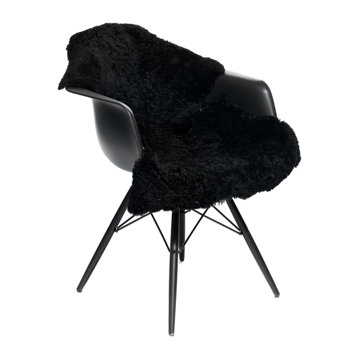 Owcza Skóra z Nowej Zelandii | Premium | Krótka Kręcona Wełna | Dywan 90 cm Czarny
