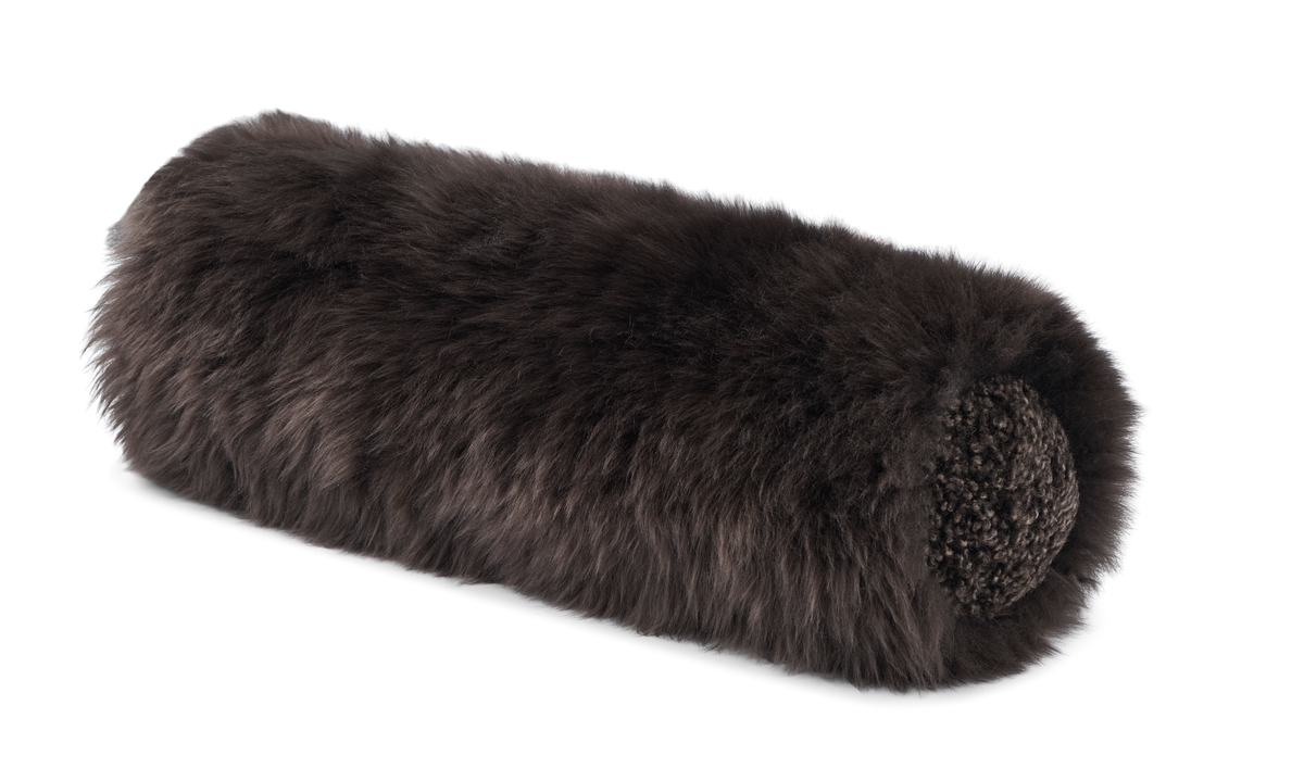 Poduszka Wałek z Owczej Skóry | D20xL52 cm Orzechowy/Cappuccino