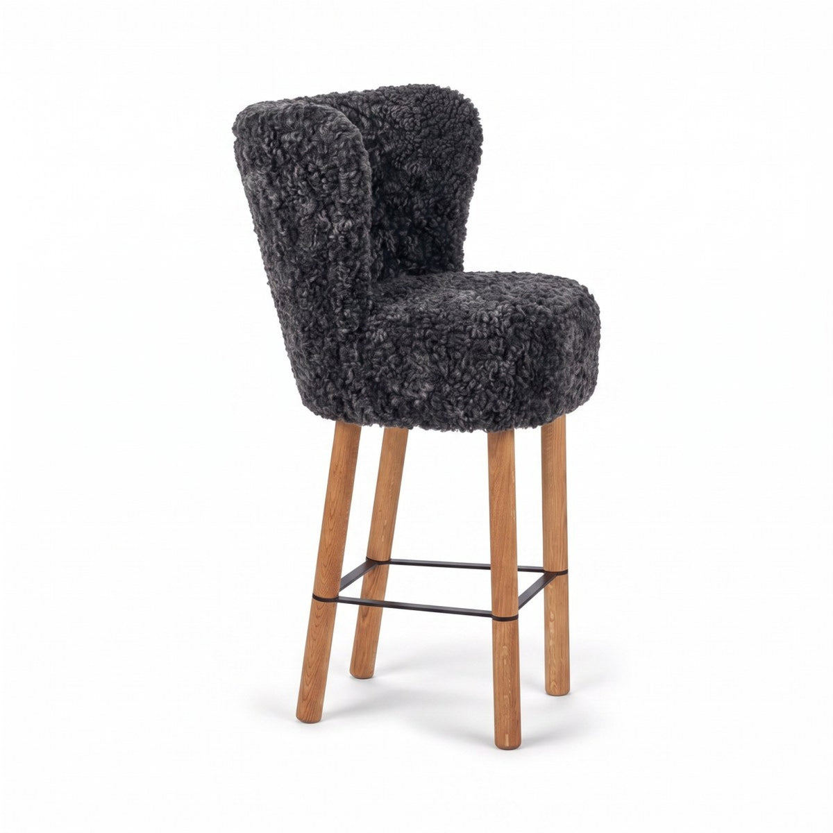 Hoker Emilia Antracytowy / Nogi dębowe z czarną stalową ramą