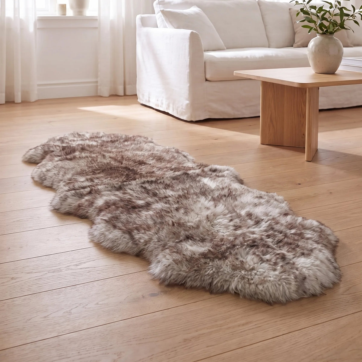 Podwójna Owcza Skóra Merino | Długa Wełna | 170x60 cm Wolf Tip