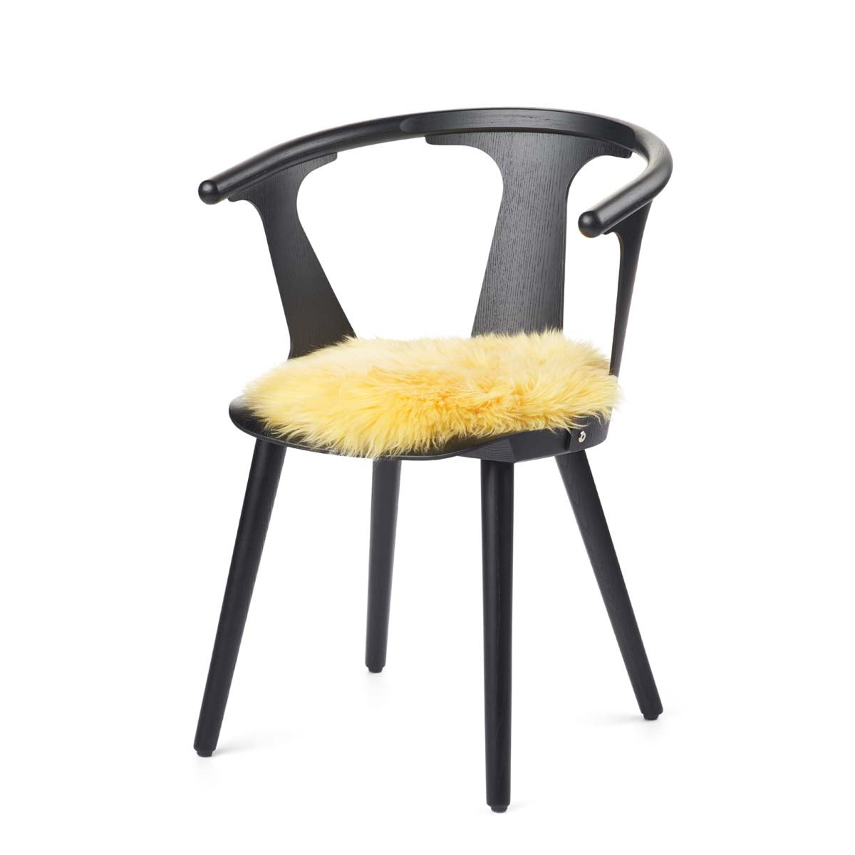 Pokrowiec na Siedzisko z Owczej Skóry z Długą Wełną | Ø38 cm Cytrynowy