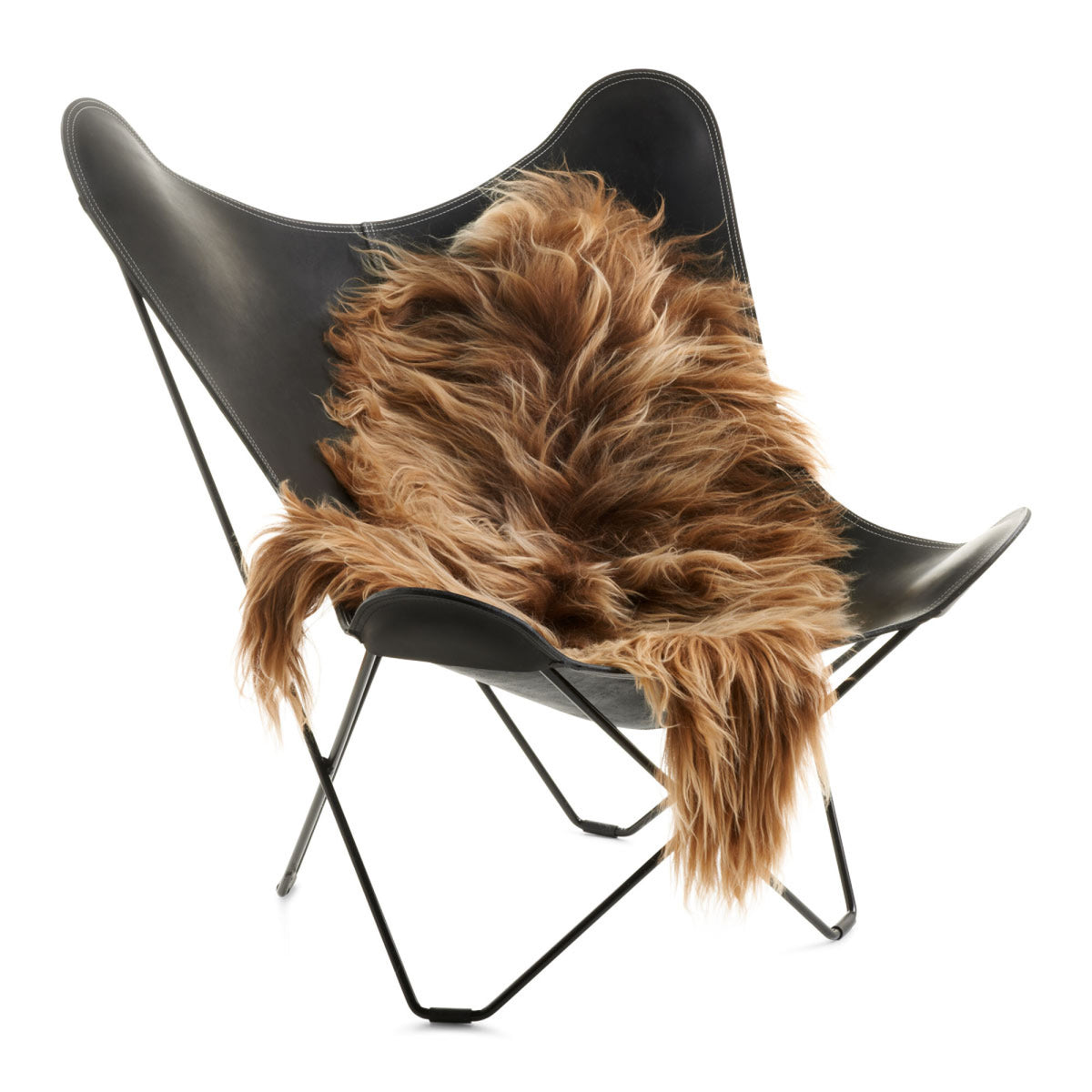 Islandzka Owcza Skóra | Naturalne Kolory | Długa Wełna | 100–120 cm Rdzawy brąz