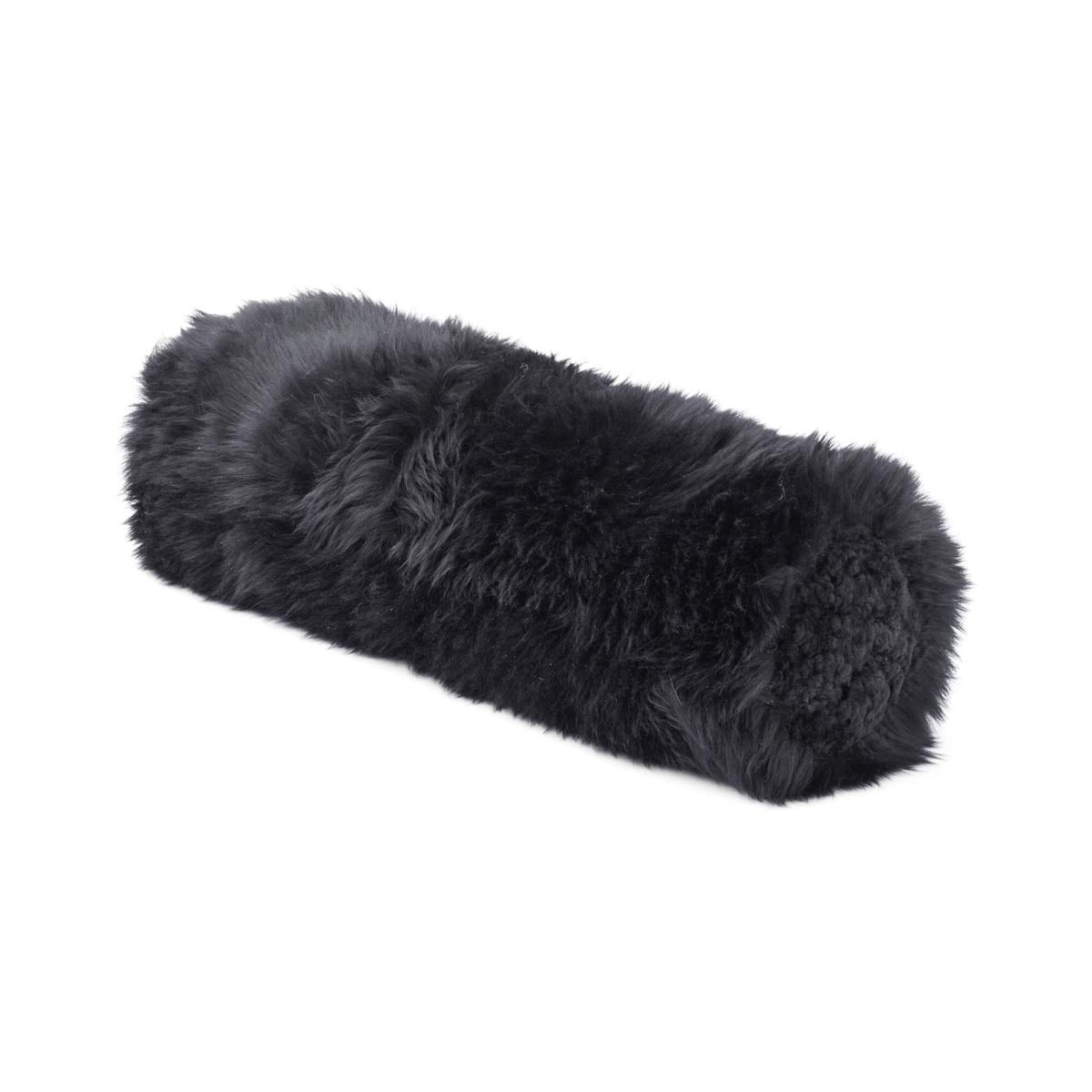 Poduszka Wałek z Owczej Skóry | D20xL52 cm Czarny/Czarny