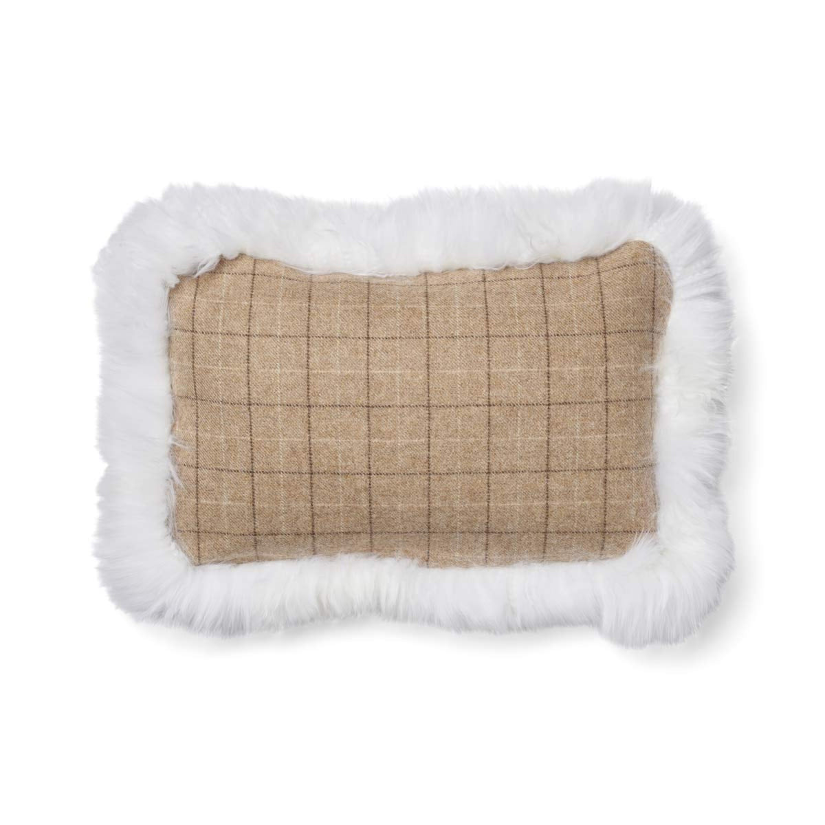 Poduszka Wełniana Prostokątna | Dwustronna | Obszyta Długą Wełną | 34x52 cm Oatmeal-Beige/Kość słoniowa