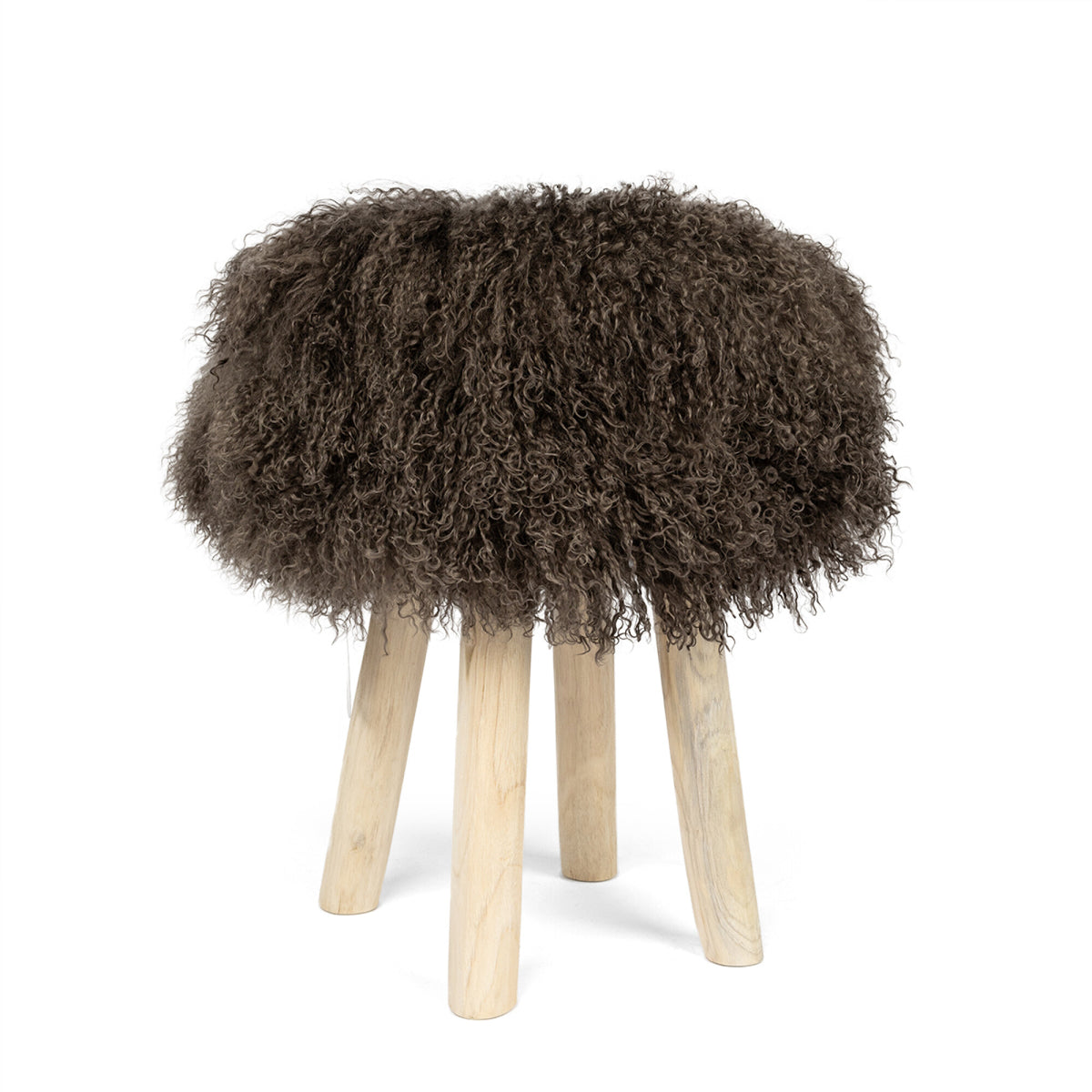 Tybetański Pokrowiec na Stołek | Ø35xH17 cm Taupe