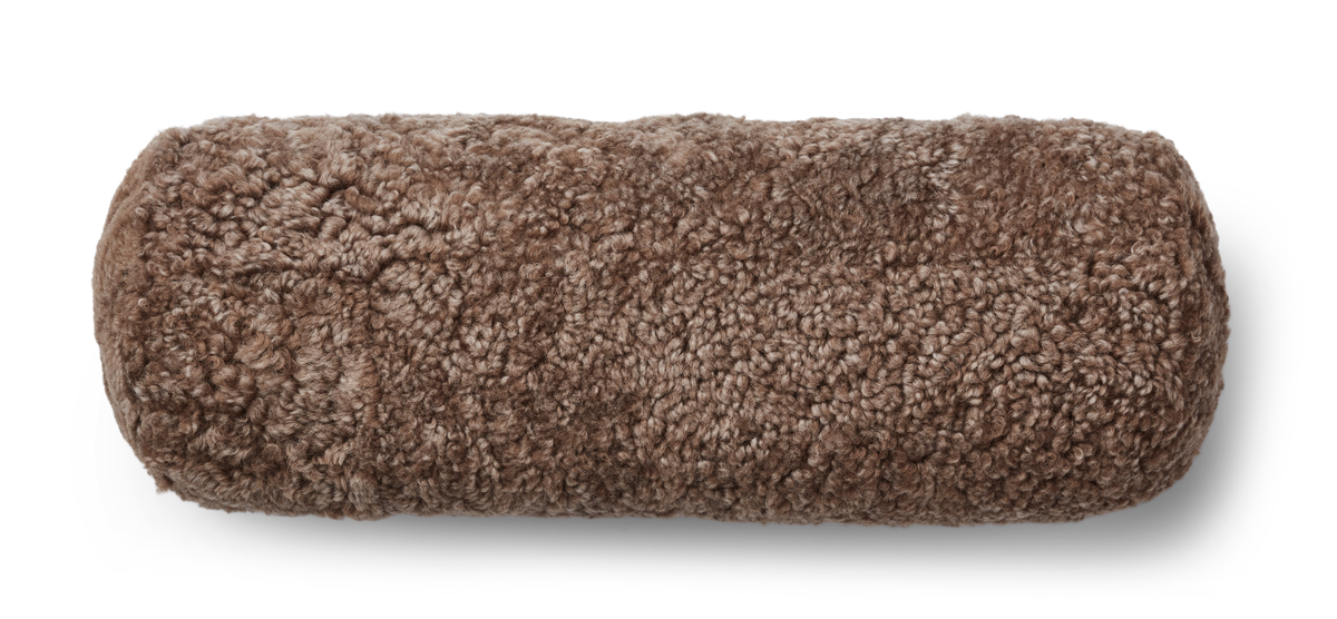 Poduszka Wałek | Krótka Wełna Owcza Skóra | D20xL52 cm Taupe