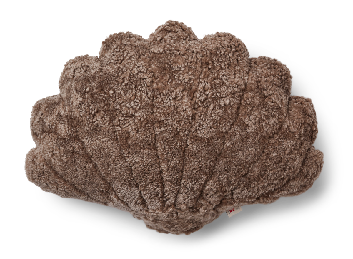 Poduszka z Krótką Wełną w Kształcie Muszli | Mała | Średnia | Duża Taupe / 75x54 cm