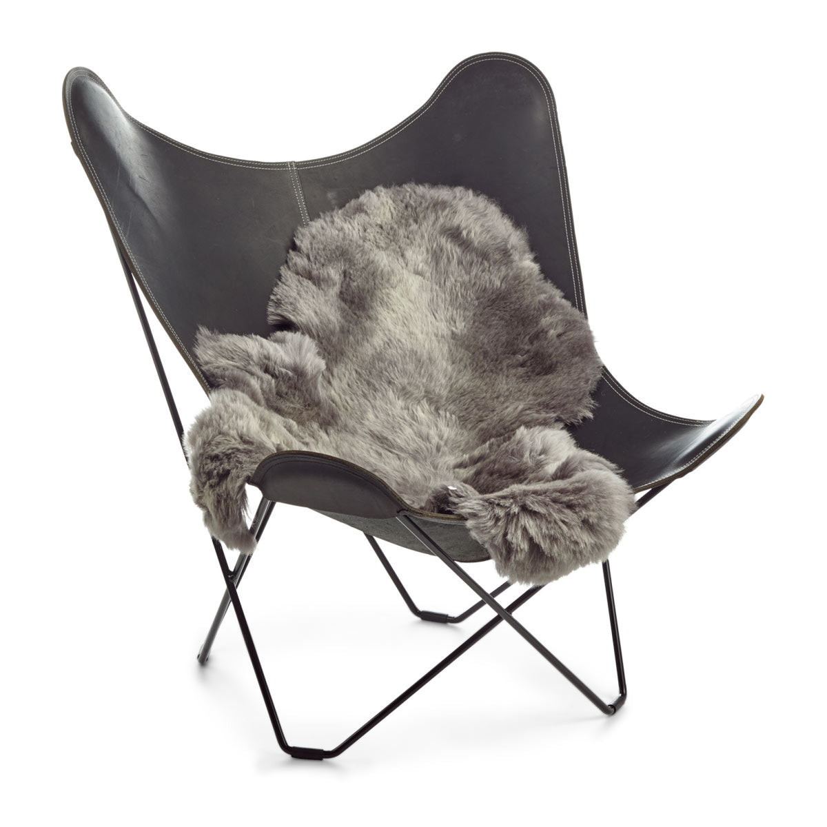 Islandzka Owcza Skóra | Naturalne Kolory | Krótka Wełna | 90-100 cm Grey Brisa
