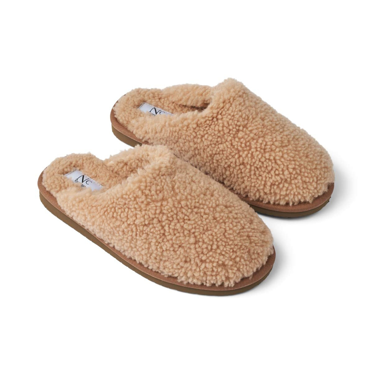 Unisex Kapcie z Kędzierzawej Owczej Skóry Miodowy / 35