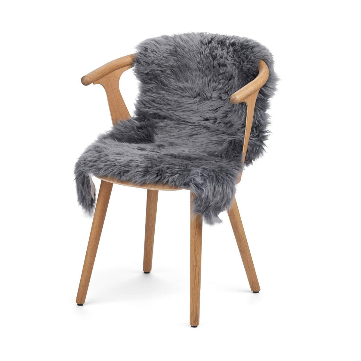 Owcza skóra z Nowej Zelandii | Długa wełna | 100 cm Stalowy