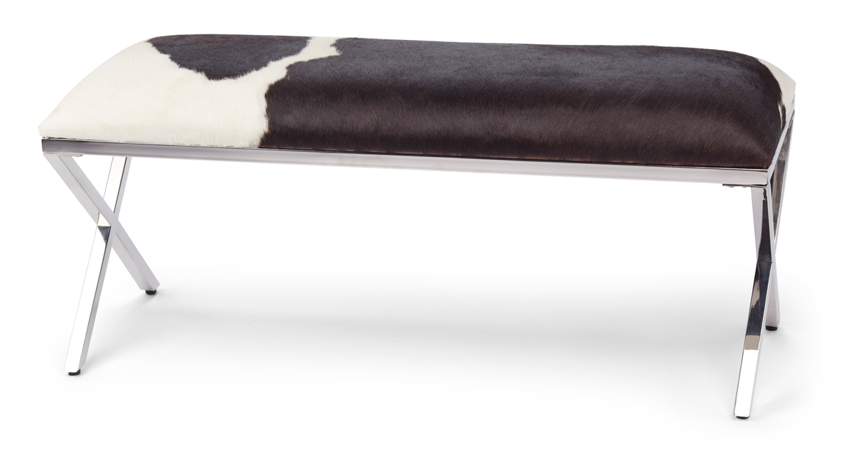 Ławka ze skóry bydlęcej | 110x42x45 cm