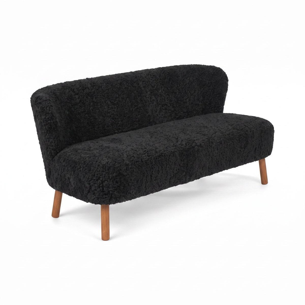 Sofa dwuosobowa Emanuel Czarny / Nogi dębowe
