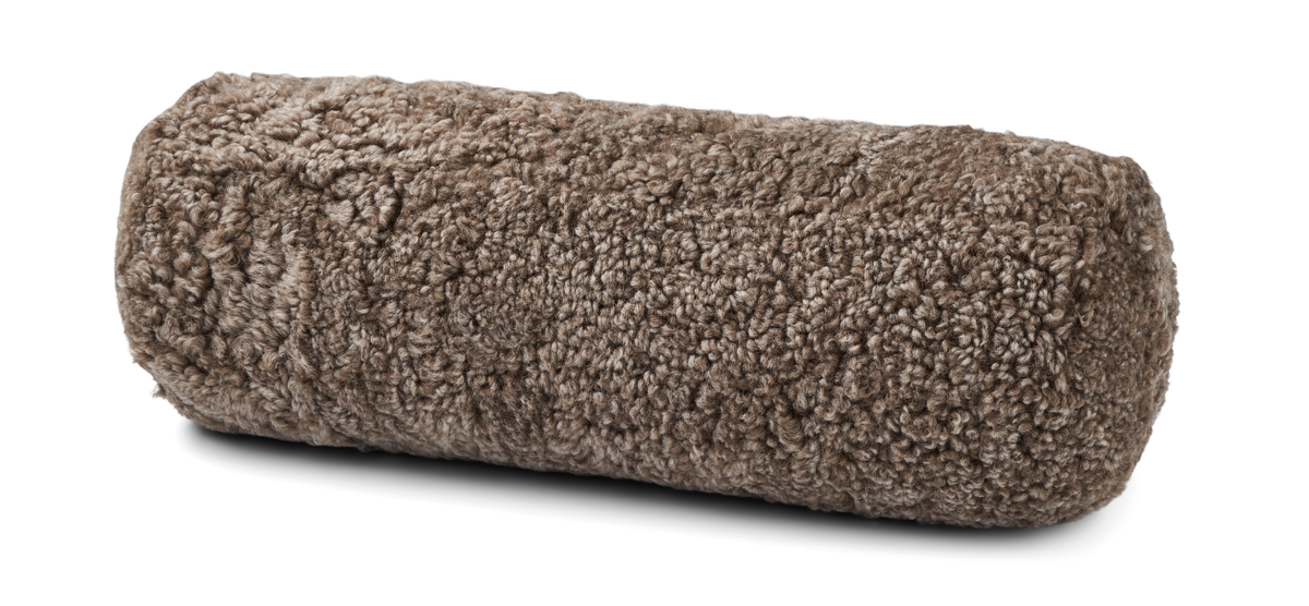 Poduszka Wałek | Krótka Wełna Owcza Skóra | D20xL52 cm Taupe