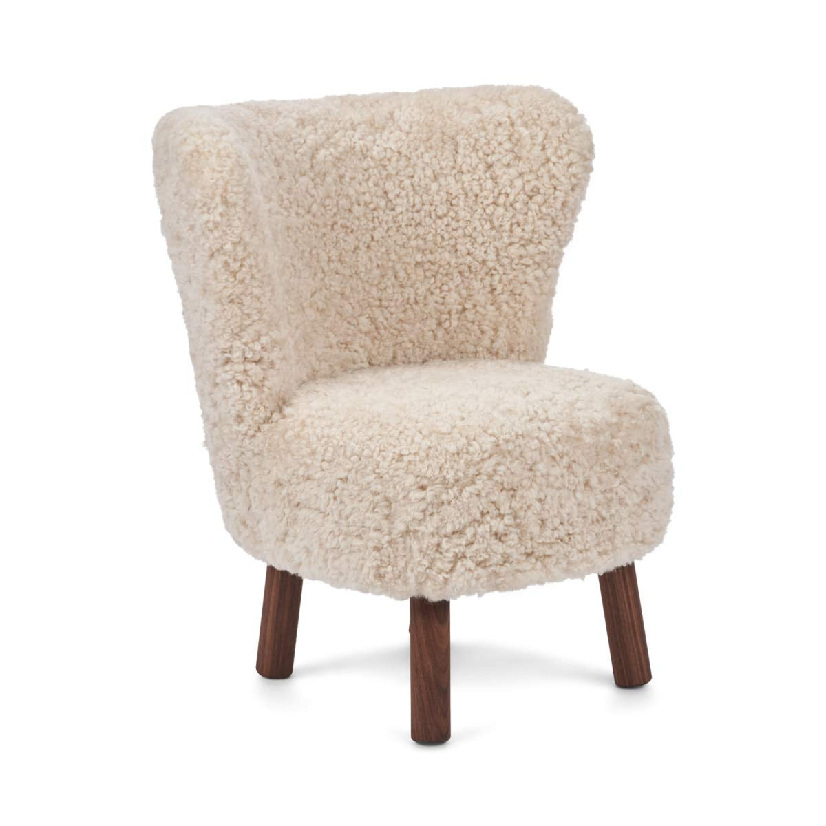 Emma Mini Lounge Chair Perłowy / Nogi orzechowe