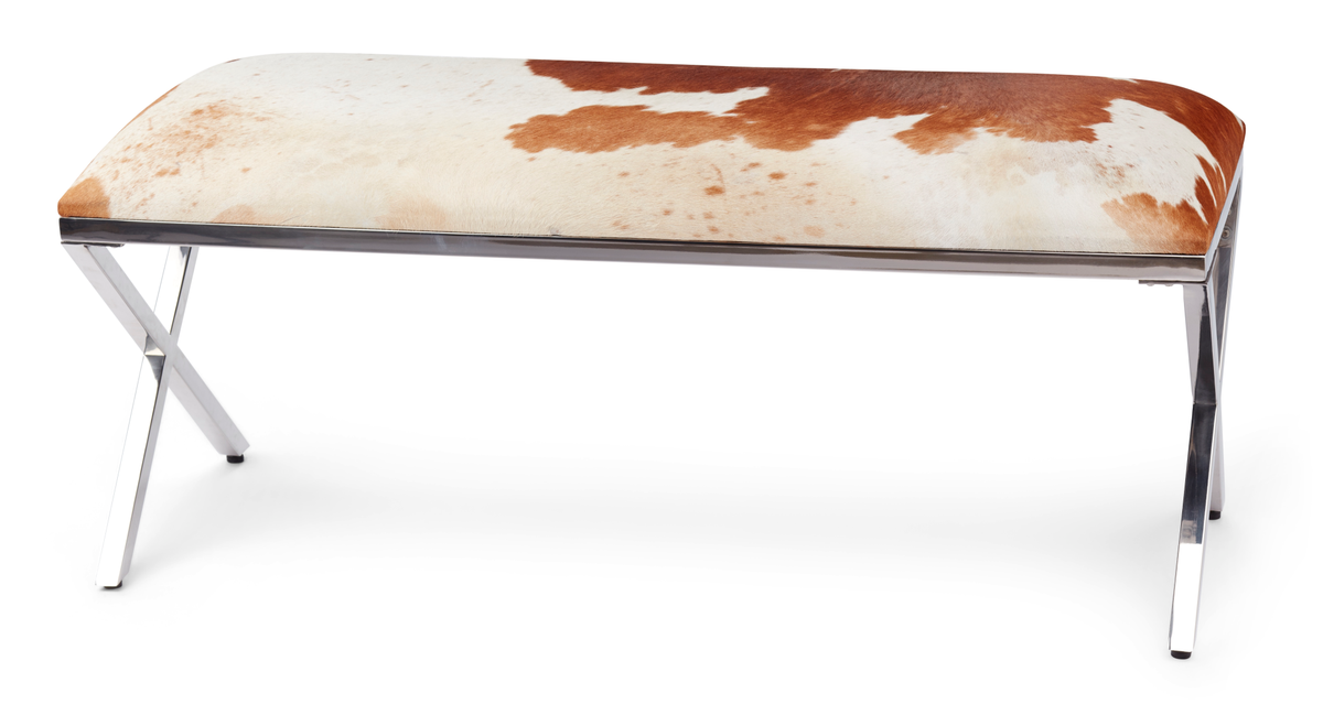 Ławka ze skóry bydlęcej | 110x42x45 cm