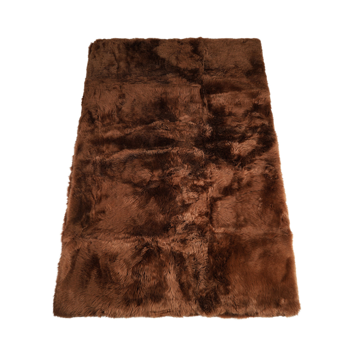Designerski Dywan z Owczej Skóry z Długą Wełną Tytoniowy brąz / 120x180 cm