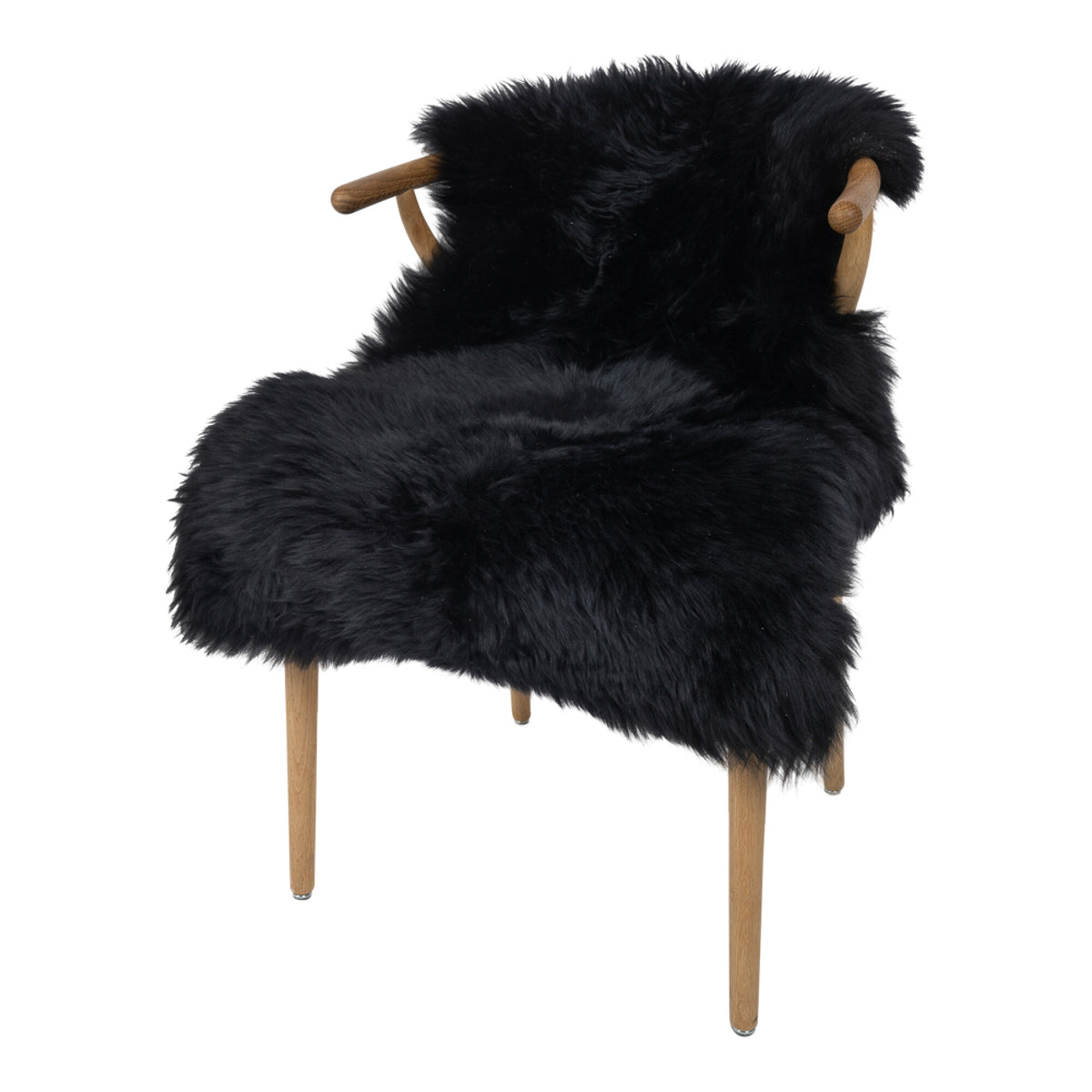 Owcza skóra z Nowej Zelandii | Długa wełna | 100 cm Czarny