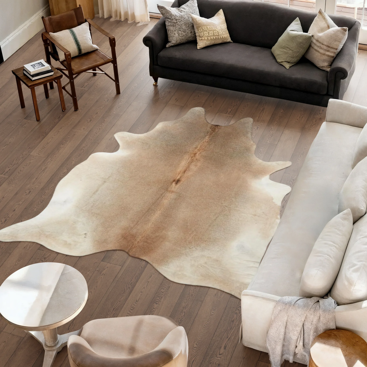 Dywan ze skóry bydlęcej | Szaro-beżowy | 3,79 m²