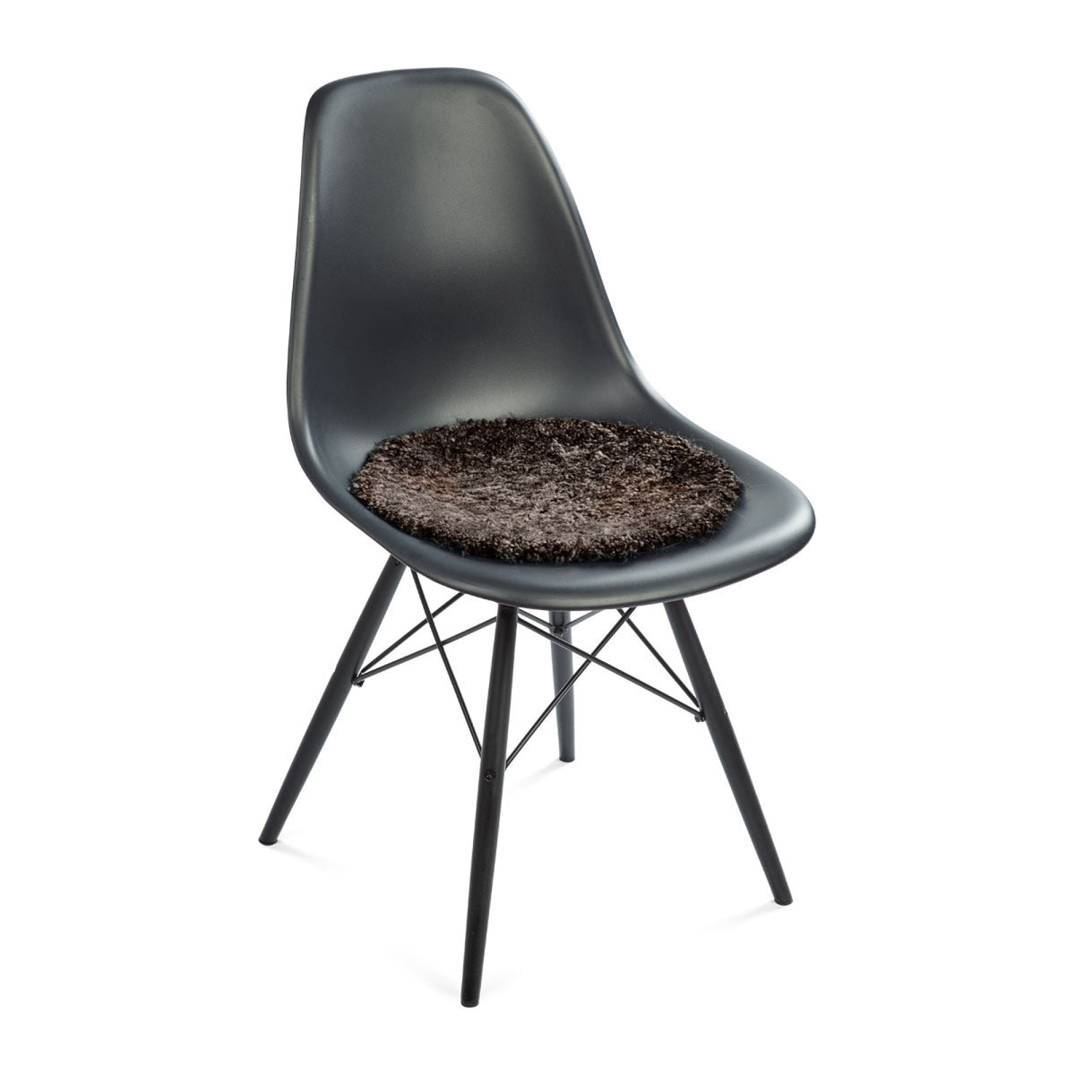 Premium Okrągły Pokrowiec z Krótkiej Kręconej Wełny Owczej Skóry | Ø38 cm Cappuccino