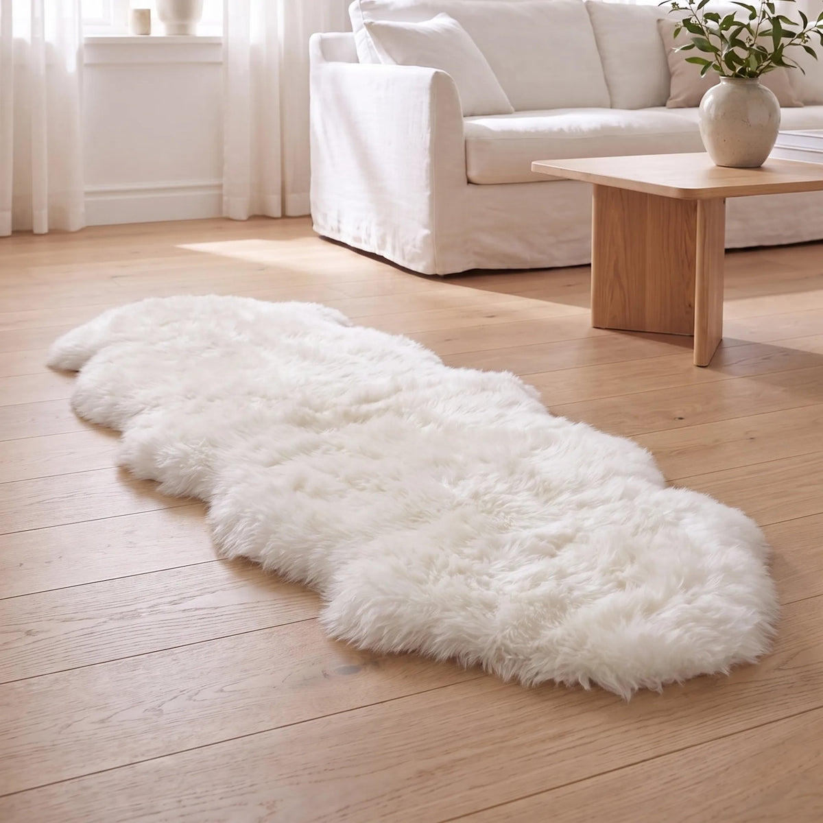 Podwójna Owcza Skóra Merino | Długa Wełna | 170x60 cm