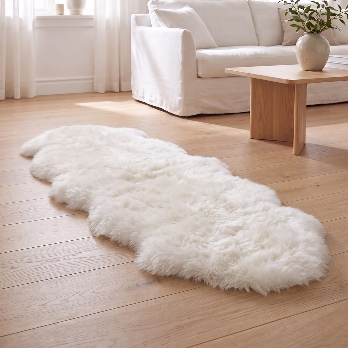 Podwójna Owcza Skóra Merino | Długa Wełna | 170x60 cm
