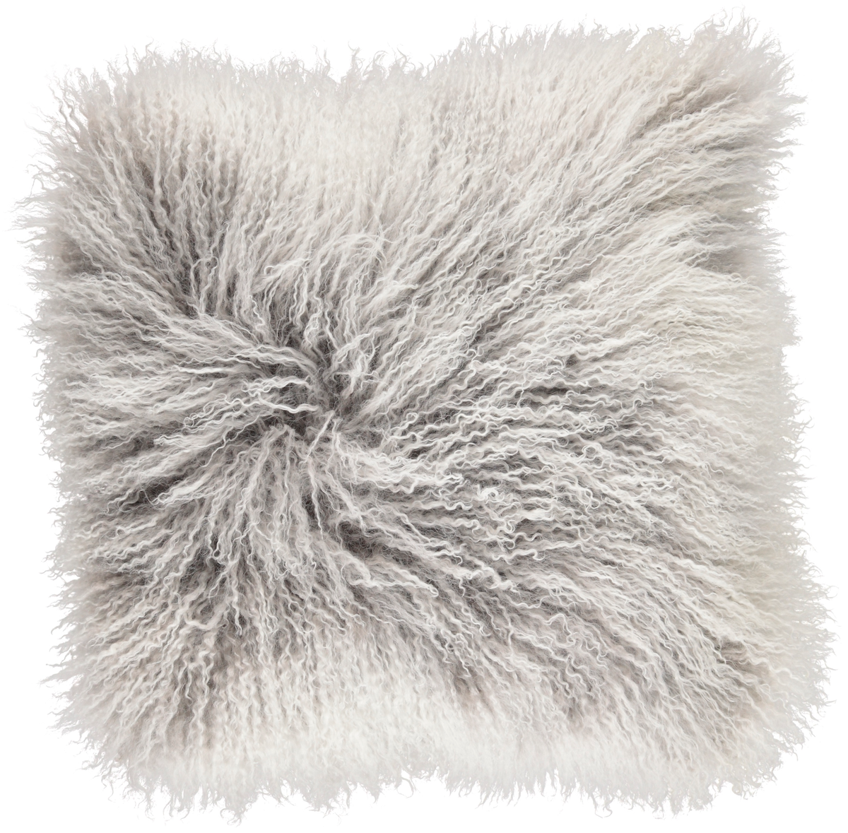 Kolekcja Snow – Poduszka z Lokami | Mongolska Owcza Skóra Popielaty/Śnieżny / 60x60 cm