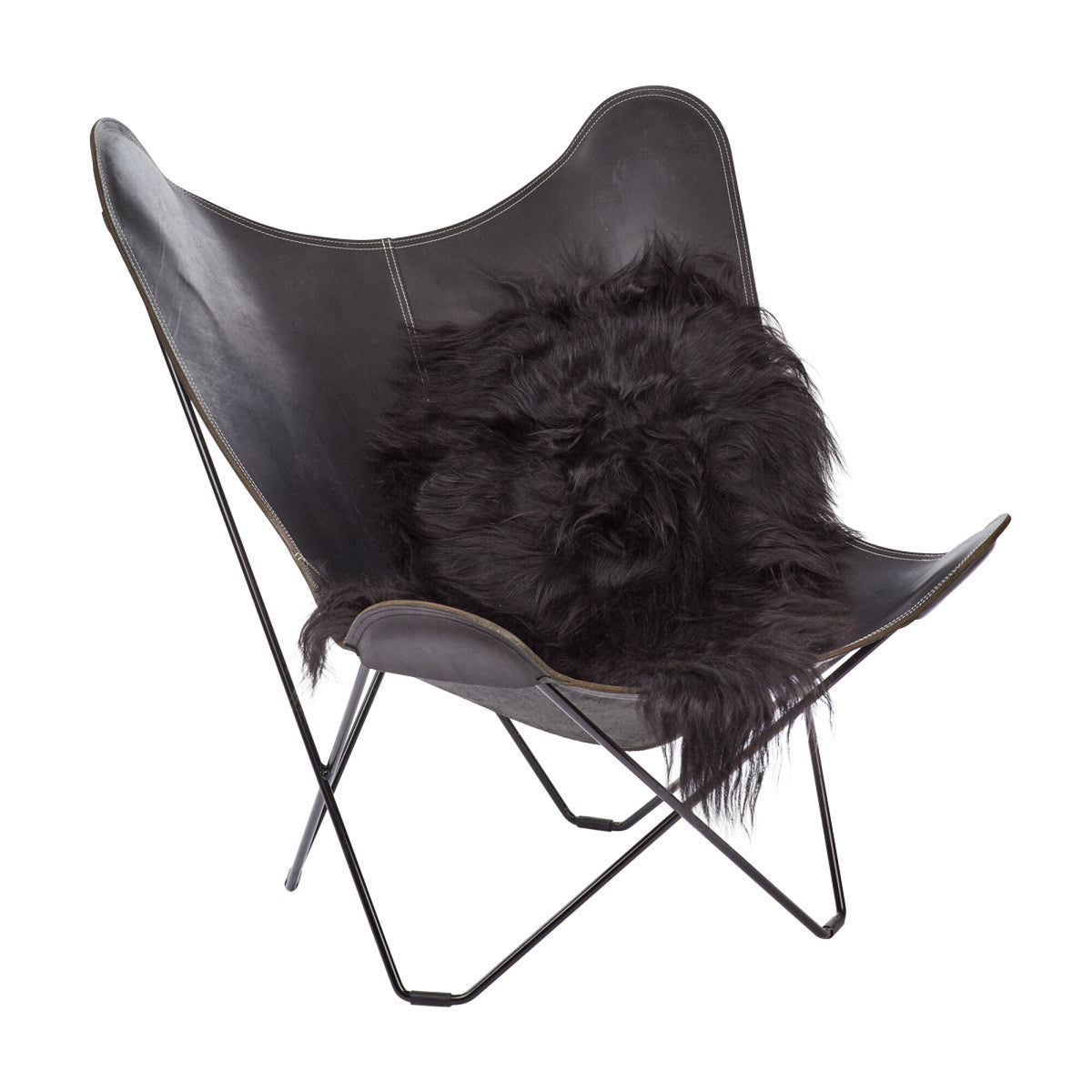 Islandzka Owcza Skóra | Naturalne Kolory | Długa Wełna | 100–120 cm Naturalnie czarny
