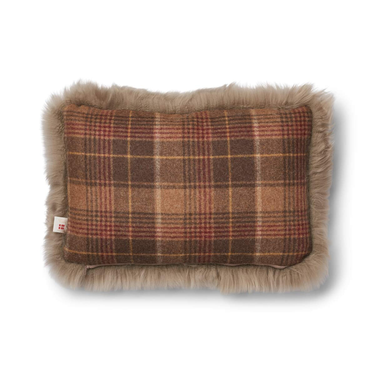 Dwustronna Poduszka | Długa Wełna | 34x52 cm Kakaowo-ciemny brąz/Taupe