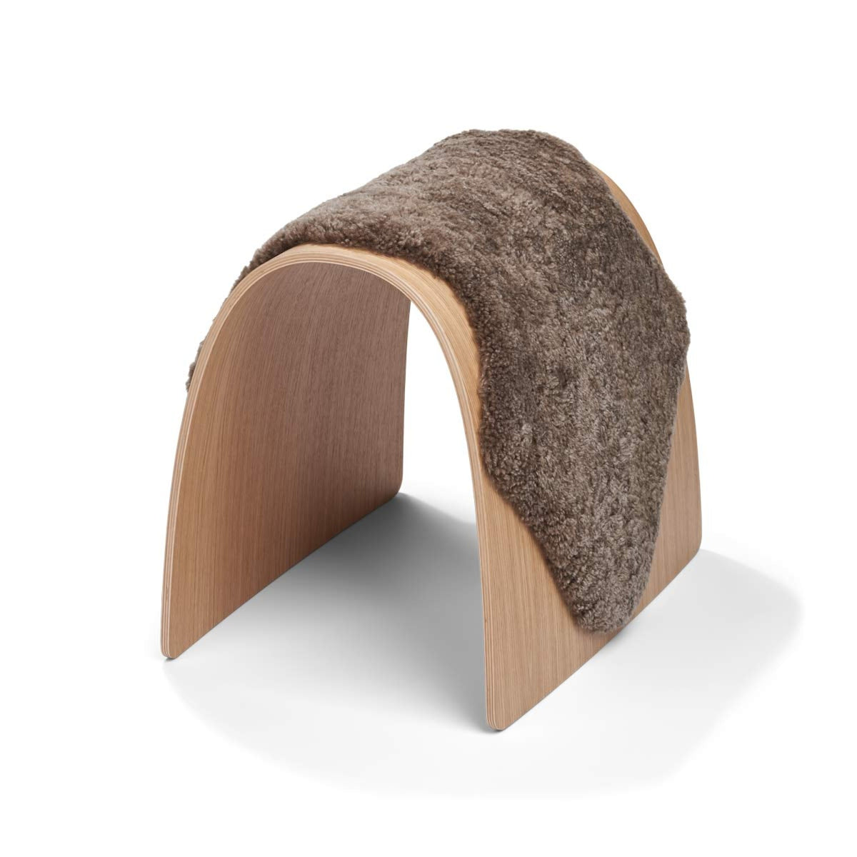 Pokrowiec na Stołek Sheep | Krótka Wełna Taupe / 100x37 cm