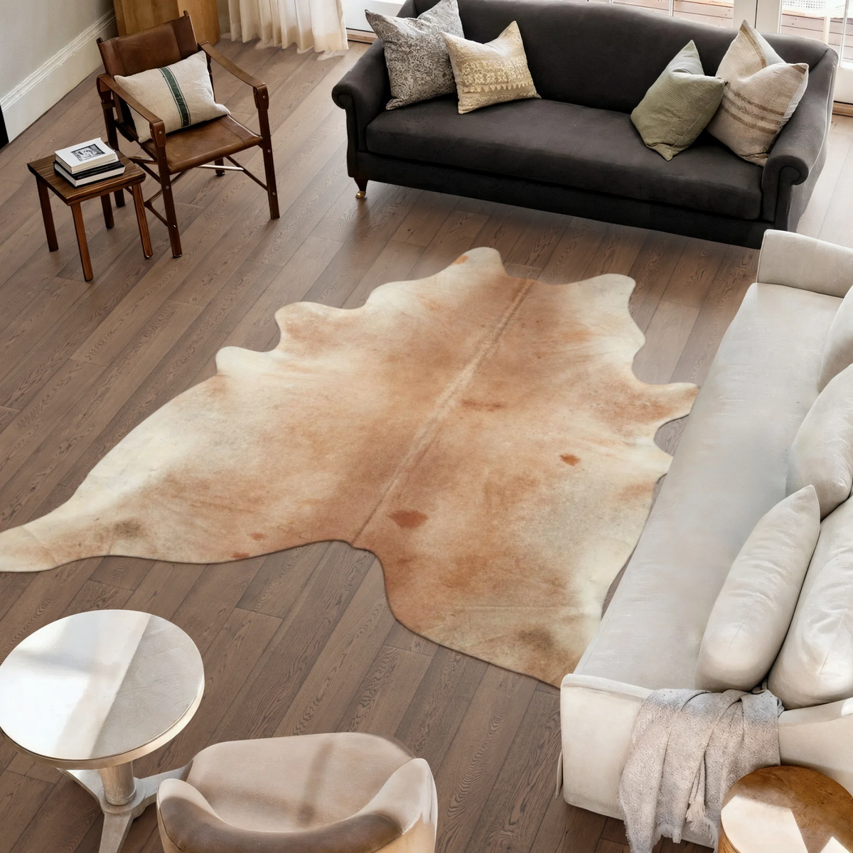 Dywan ze Skóry Bydlęcej | Szaro-Beżowy | 3,7 m²